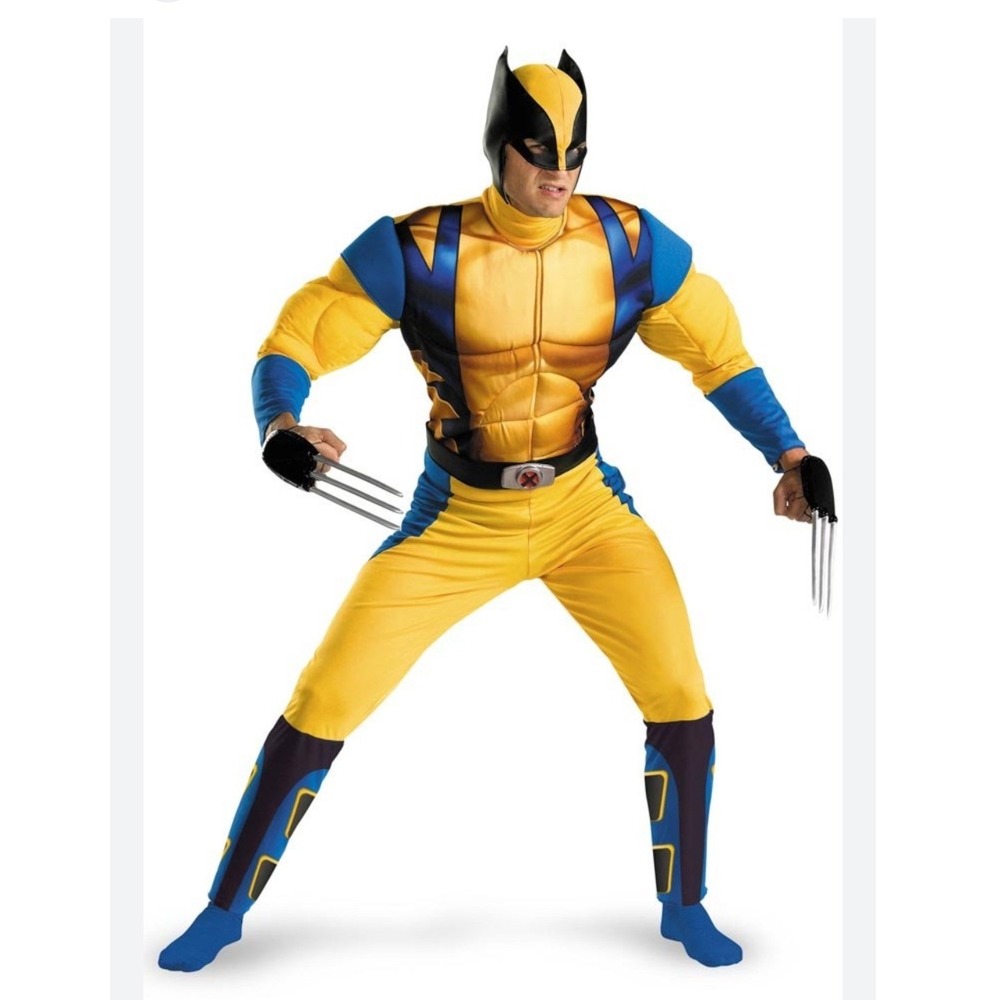 Disguise Wolverine Costume Men XL Marvel X-Men Muscle Suit Mask Halloween
